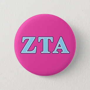 Zeta Tau Alpha Navy Blue and Baby Blue Letters Pinback Button