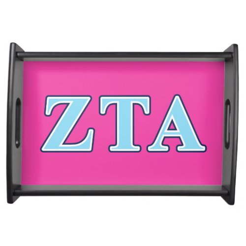 Zeta Tau Alpha Navy Blue and Baby Blue Letters Serving Tray