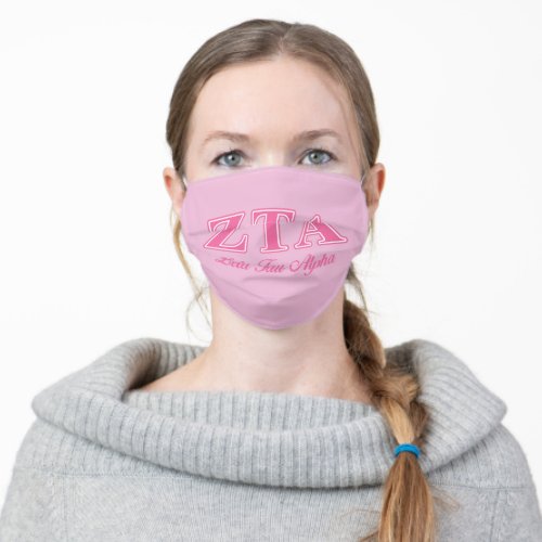 Zeta Tau Alpha Pink Letters Adult Cloth Face Mask
