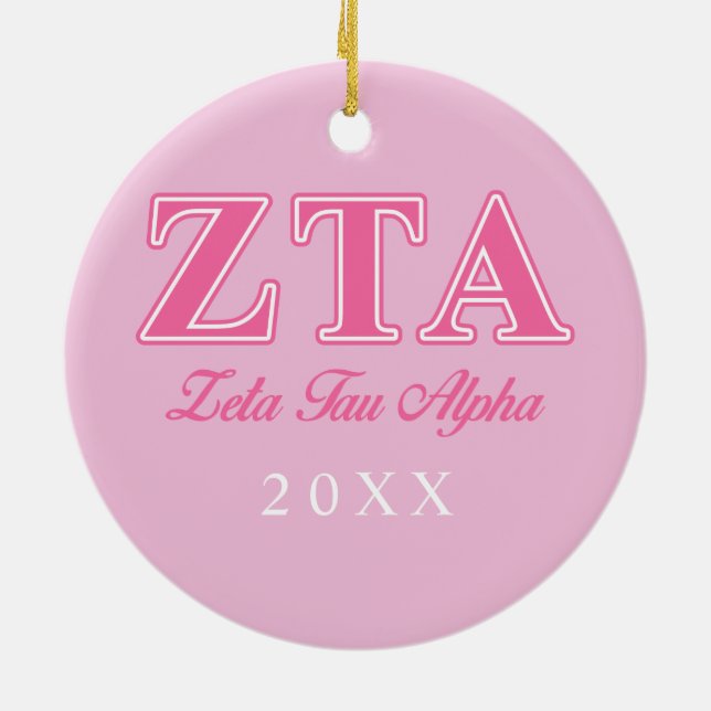 Zeta Tau Alpha Pink Letters Ceramic Ornament (Back)