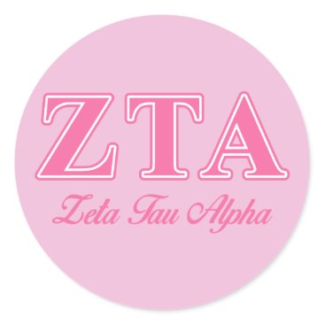 Zeta Tau Alpha Pink Letters Classic Round Sticker