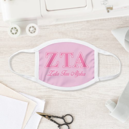 Zeta Tau Alpha Pink Letters Face Mask