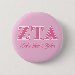 Zeta Tau Alpha Pink Letters Pinback Button