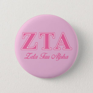 Zeta Tau Alpha Pink Letters Pinback Button