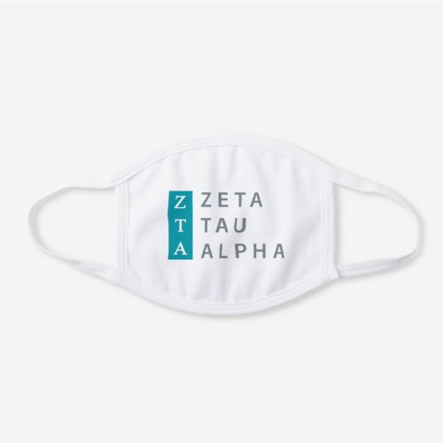 Zeta Tau Alpha Stacked White Cotton Face Mask