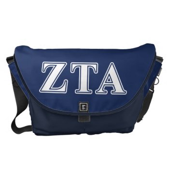 Zeta Tau Alpha White And Navy Blue Letters Messenger Bag by zetataualpha at Zazzle