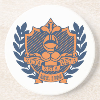 Zeta Zeta Zeta Fraternity Crest - Navy/Orange Sandstone Coaster
