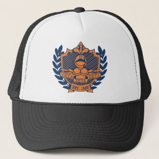Zeta Zeta Zeta Fraternity Crest - Navy/Orange Trucker Hat