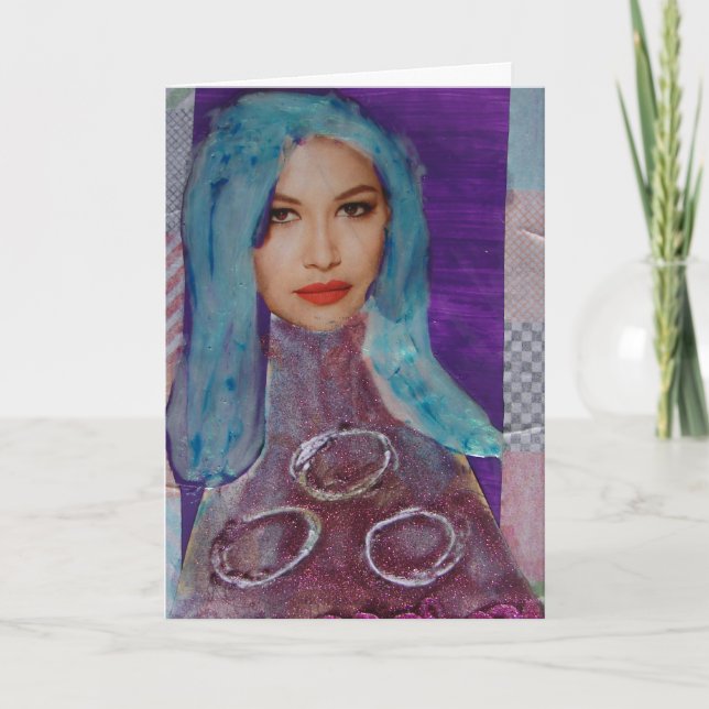 Zetti Girl, The Blue Haired Girl, Birthday Card (Front)