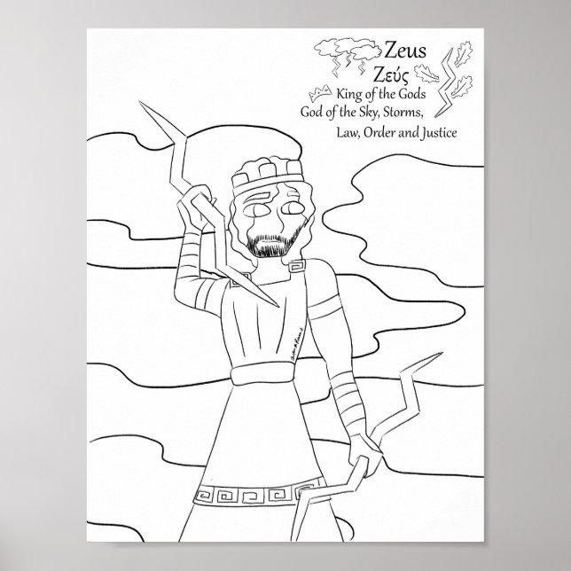 Zeus Coloring Page Print (Front)