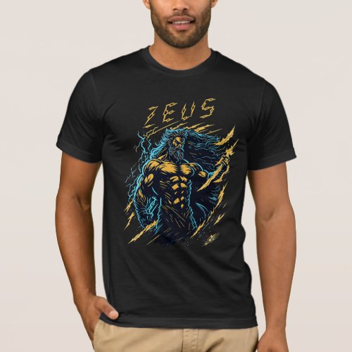 Zeus God of thunder and lightning holding a lightn T_Shirt