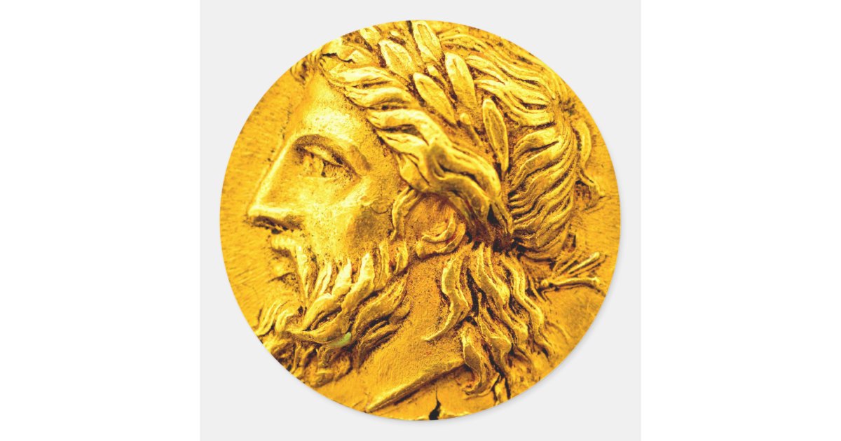 Zeus Gold Coin Rewards Sticker | Zazzle