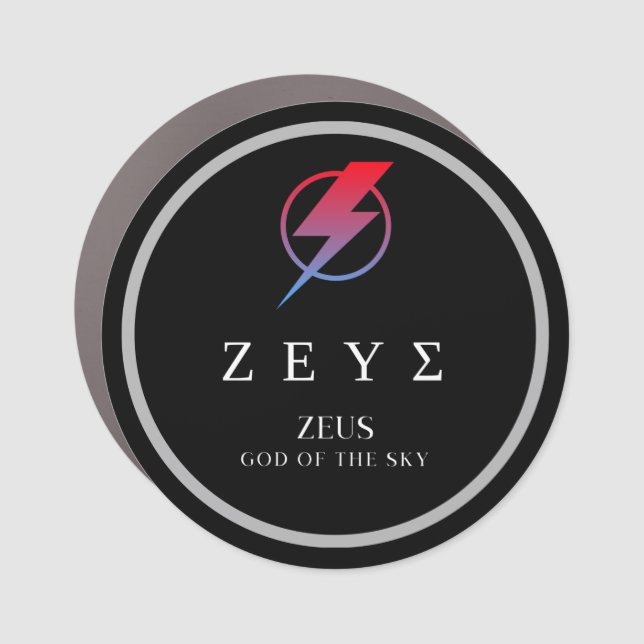 Zeus Greek God of the Sky Lightning Bolt Design Car Magnet (Front)