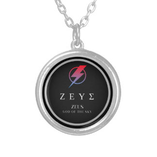 Zeus Greek God of the Sky Lightning Bolt Design Silver Plated Necklace