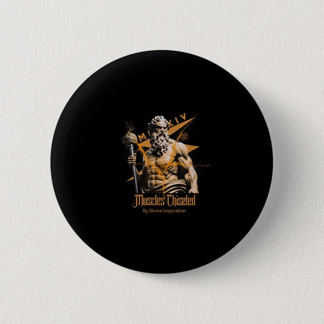 Zeus Greek Gods Thunder Mythology Gym Fitness Moti Button (Front)