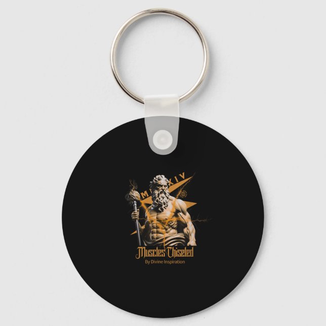 Zeus Greek Gods Thunder Mythology Gym Fitness Moti Keychain (Front)