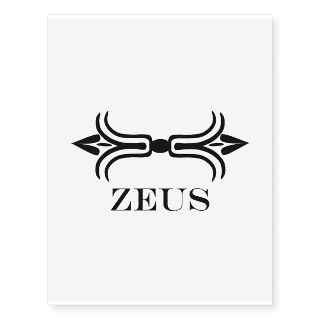 Zeus lightning bolt (Engravers Font) Temporary Tattoos (Front)