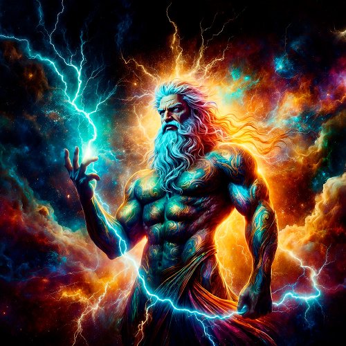 Zeus Olympus God lightning greek ancient art   Framed Art
