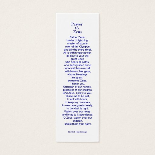 Customizable Zeus Prayer Card Business Cards