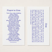Zeus Prayer Card (Front & Back)