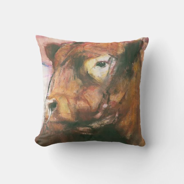 Zeus Red Belted Galloway Bull 2006  2 Throw Pillow (Front)