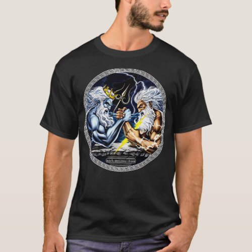 Zeus vs Poseidon Arm Wrestling T_Shirt