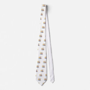 Zeus Wielding Thunderbolt Lightning Drawing Neck Tie