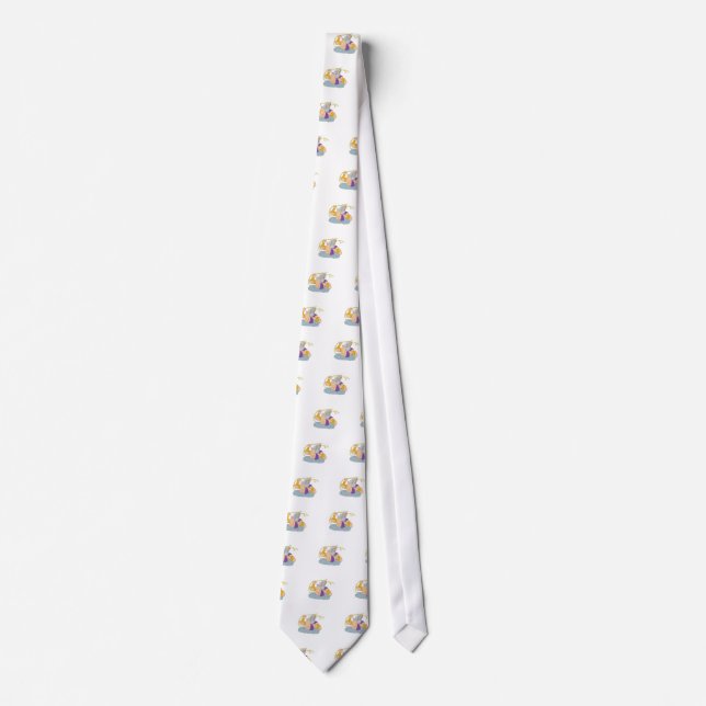 Zeus Wielding Thunderbolt Lightning Drawing Neck Tie (Front)