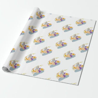 Zeus Wielding Thunderbolt Lightning Drawing Wrapping Paper