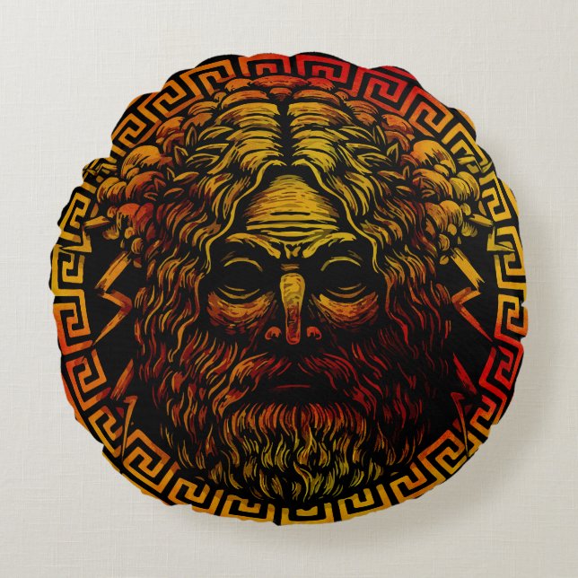 Zeus's Ancient Shield Art Print Round Pillow (Front)