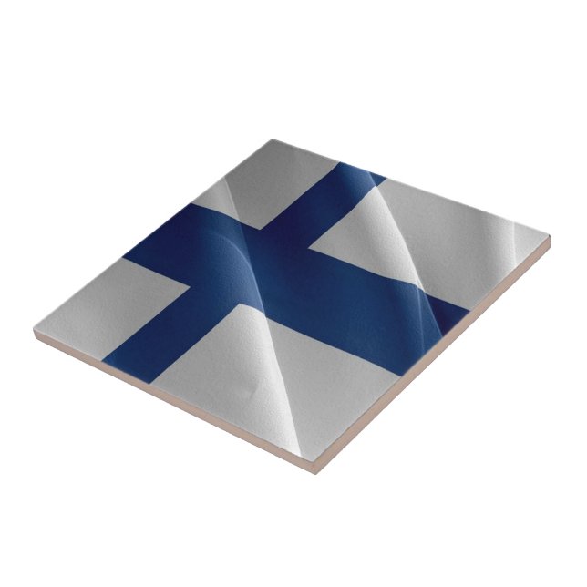 zFI002 Finnish waving flag Finland Ceramic Tile (Side)