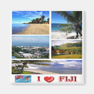 zFJ006 FIJI I Love, Mosaic, Oceania, Fridge Magnet