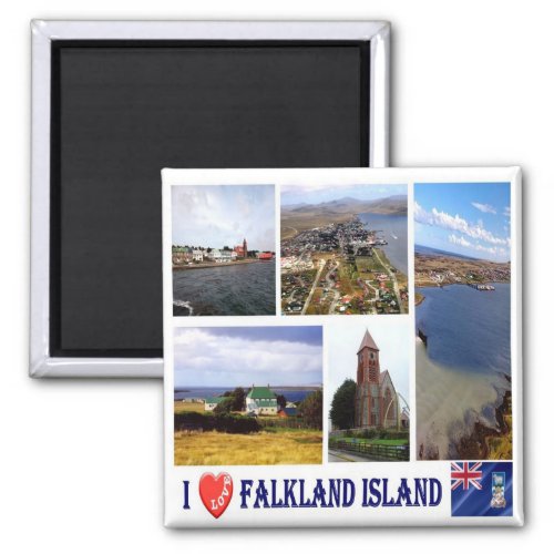 zFK004 FALKLAND Islands I Love Mosaic Fridge Magnet
