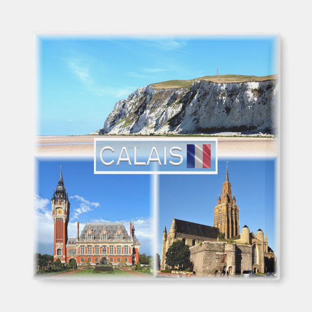 zFR022 CALAIS, Cap Blanc Nez, Fridge Magnet (Front)