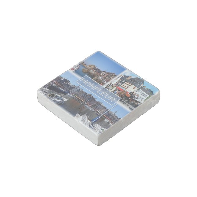 zFR028 HONFLEUR harbour, Normandy, Stone Magnet (Angled)