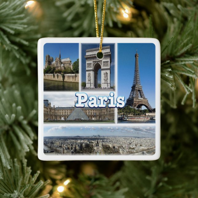 zFR032 TOUR EIFFEL and PARIS, France, Europe, Ceramic Ornament (Tree)