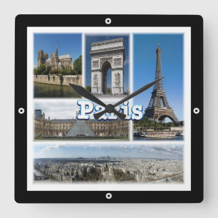 zFR032 TOUR EIFFEL and PARIS, France, Europe, Square Wall Clock