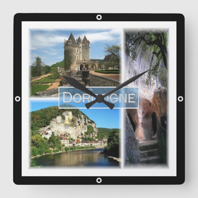 zFR033 DORDOGNE, France, Square Wall Clock (Front)