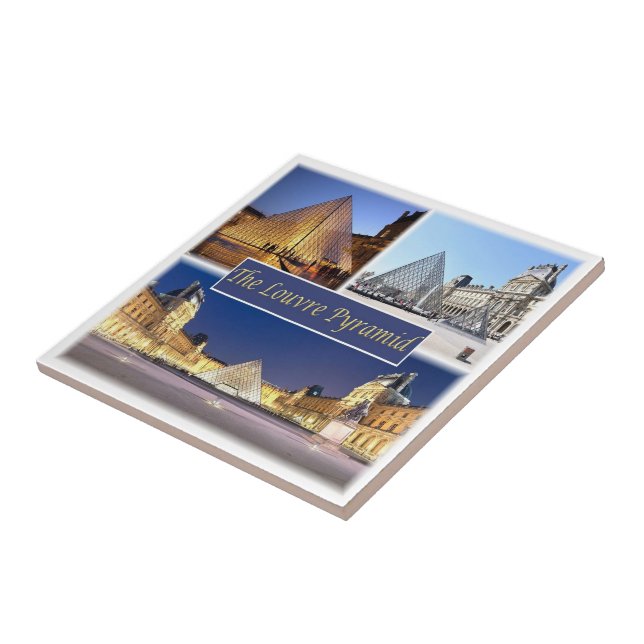 zFR047 THE LOUVRE PYRAMID, Paris, France, Ceramic Tile (Side)