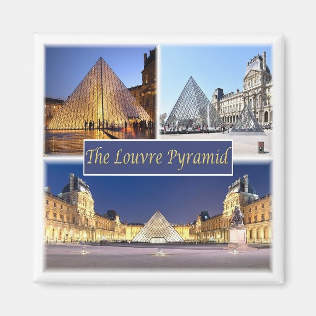 zFR047 THE LOUVRE PYRAMID, Paris, France, Fridge Magnet (Front)