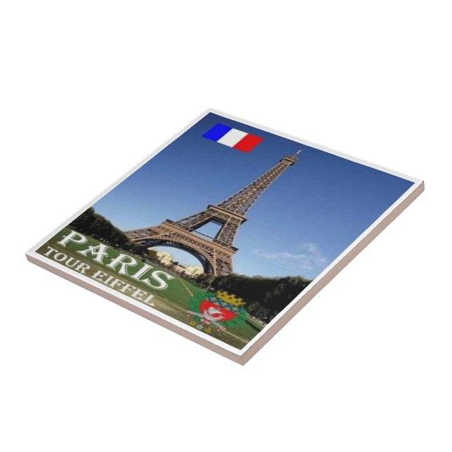 zFR067 EIFFEL TOWER Paris, France, Ceramic Tile (Side)