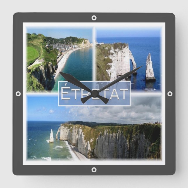 zFR101 ETRETAT Normandy, Square Wall Clock (Front)