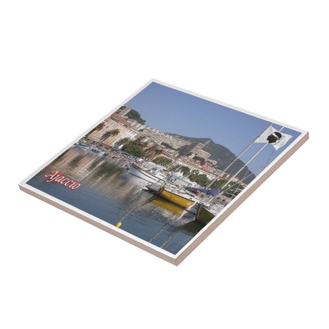 zFR129 AJACCIO harbor, Corsica, Ceramic Tile (Side)