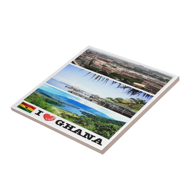 zGH007 GHANA I Love, Mosaic, Africa, Ceramic Tile (Side)