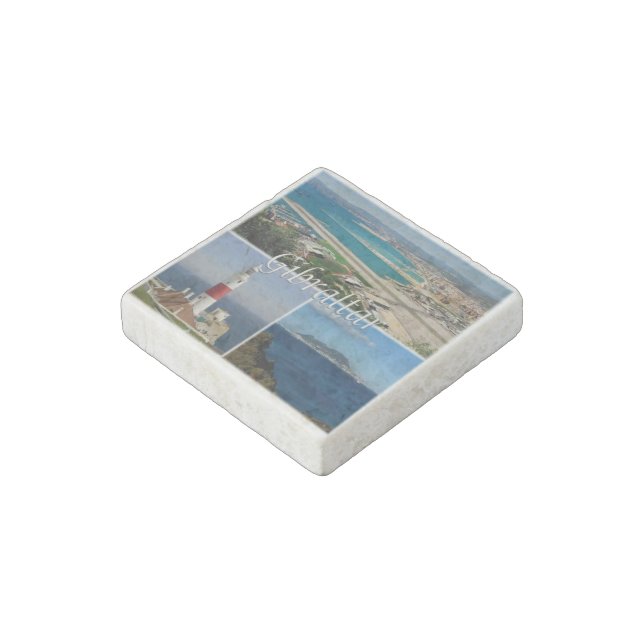 zGI003 GIBRALTAR The Lighthouse, Europe, Fridge Stone Magnet (Angled)