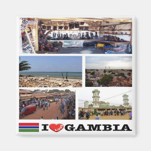 zGM010 GAMBIA I Love, Mosaic, Africa, Fridge Magnet