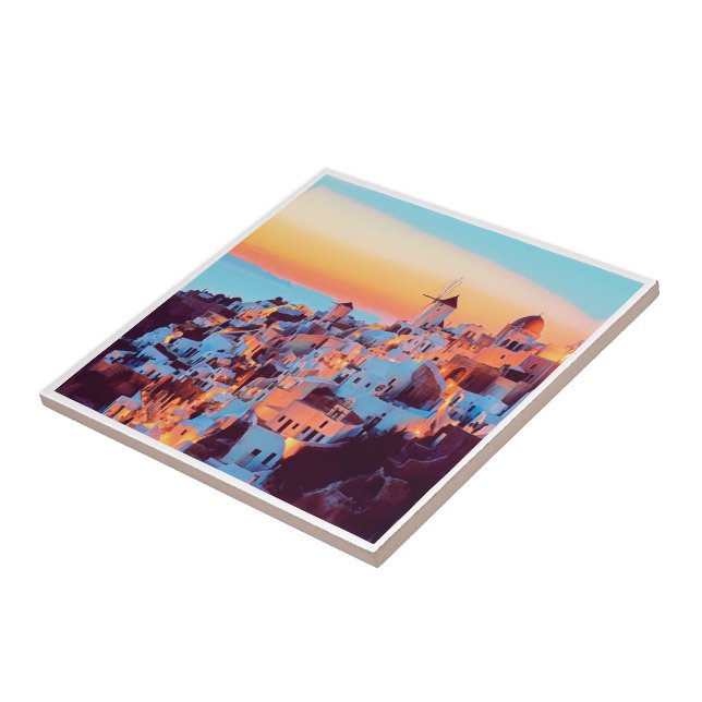 zGR011 SANTORINI, Greece, Ceramic Tile (Side)