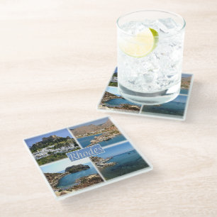 zGR025 RHODES, Greece, Europe, Glass Coaster