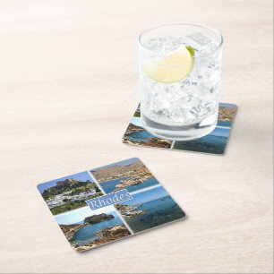 zGR025 RHODES, Greece, Europe, Square Paper Coaster