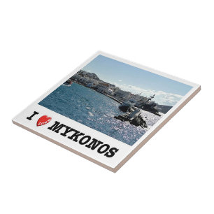 zGR048 MYKONOS, old Port, Greece, Ceramic Tile